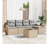 vidaXL Ensemble de canapés avec coussins 6 pcs Beige Poly-Rattan