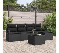 vidaXL Ensemble de Canapés avec coussin 6 pcs Noir polyrotin