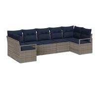 vidaXL Ensemble de Canapés avec Coussin 7 pcs Gris polyrotin, Canapé d'extérieur Moderne et modulable, résistant aux UV, idéal pour Le Jardin et la terrasse, Confort Garanti