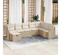 vidaXL Ensemble de Canapés avec coussin 8 pcs Beige et crème polyrotin