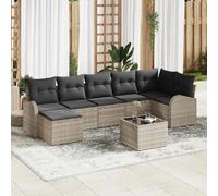 vidaXL Ensemble de Canapés avec coussin 8 pcs Gris clair polyrotin