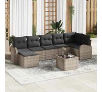 vidaXL Ensemble de Canapés avec coussin 8 pcs Gris polyrotin