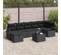 vidaXL Ensemble de Canapés avec coussin 8 pcs Noir polyrotin