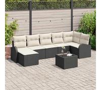 vidaXL Ensemble de Canapés avec coussin 8 pcs Noir polyrotin