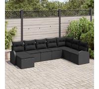 vidaXL Ensemble de Canapés avec coussin 8 pcs Noir polyrotin