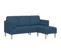 vidaXL Canapé d'angle 3 places modulable Bleu 160 cm Polyester avec coussin