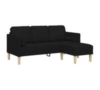 vidaXL Canapé d'angle 3 places 160 cm – Modulable, Polyester Noir, avec coussins