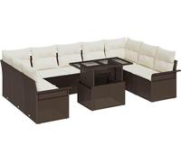vidaXL Ensemble de canapés avec coussins 10 pcs brun poly rotin