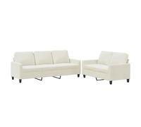 vidaXL Ensemble de canapés 2 pcs – Moderne, velours, avec coussins et accoudoirs – Crème
