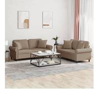 vidaXL Ensemble de canapés 2 pcs 3202164 avec coussins similicuir Cappuccino
