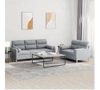 vidaXL Ensemble de canapés 2 pcs 3201616 tissu gris clair avec coussins