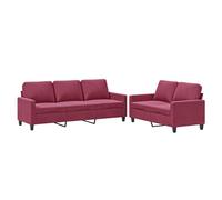 vidaXL Ensemble de Canapés avec Coussins 2 pcs, Canapés avec Accoudoirs, Ensemble de Meubles, Mobilier de Salon, Moderne, Rouge Bordeaux Velours