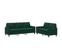 vidaXL Ensemble de Canapés avec Coussins 2 pcs, Canapés avec Accoudoirs, Ensemble de Meubles, Mobilier de Salon, Moderne, Vert Foncé Velours