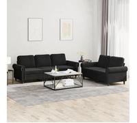 vidaXL Ensemble de canapés 2 pcs 3202255 – avec coussins, accoudoirs et dossier, Noir velours