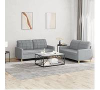 vidaXL Ensemble de canapés 2 pcs avec coussins - Gris clair