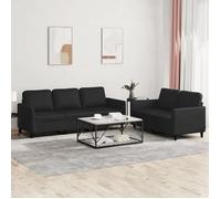 vidaXL Ensemble de canapés 2 pcs avec coussins Noir Similicuir