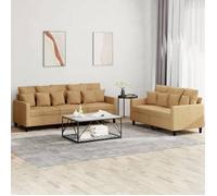 vidaXL Ensemble de canapés 2 et 3 places avec coussins - Marron Velours