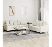 vidaXL Ensemble de canapés 2 pcs 3201708 – Moderne velours crème avec coussins, accoudoirs