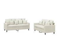 vidaXL Ensemble de Canapés avec Coussins 2 pcs, Canapés avec Accoudoirs et Dossier, Ensemble de Meubles, Mobilier de Salon, Moderne, Crème Velours