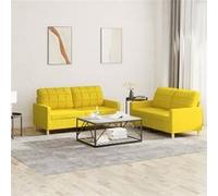 vidaXL Ensemble de canapés 2 pcs, avec coussins, accoudoirs et dossier, moderne, tissu jaune clair