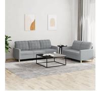 vidaXL Ensemble de canapés 2 pcs avec coussins, accoudoirs et dossier Gris clair 3201306