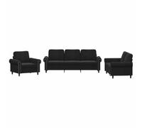 vidaXL Ensemble de Canapés avec Coussins 3 pcs, Canapés avec Accoudoirs, Ensemble de Meubles, Mobilier de Salon, Moderne, Noir Velours