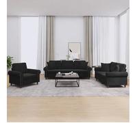 vidaXL Ensemble de canapés 3 pcs 3202195 avec coussins et accoudoirs Noir velours