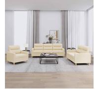 vidaXL Ensemble de canapés 3 pcs avec coussins – Tissu crème
