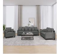 vidaXL Ensemble de canapés 3 pcs 3201633 - tissu gris foncé, avec coussins et accoudoirs