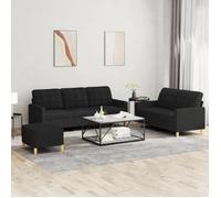 vidaXL Ensemble de Canapés avec Coussins 3 pcs, Canapés avec Accoudoirs et Dossier, Ensemble de Meubles avec Repose-pied 3201318