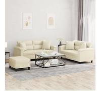 vidaXL Ensemble de Canapés avec Coussins 3 pcs, Canapés avec Accoudoirs et Dossier, Ensemble de Meubles avec Repose-pied 3202378