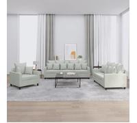 vidaXL Ensemble de canapés 3 pcs 3201680 – Moderne velours gris clair avec coussins et accoudoirs