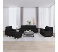 vidaXL Ensemble de canapés 4 pcs - Noir - Tissu