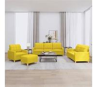 vidaXL Ensemble Canapés 4 pcs - Jaune Clair