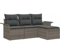 vidaXL Ensemble de canapés de jardin 4 pièces avec coussins Gris Poly-Rotin
