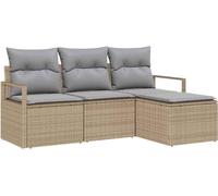 vidaXL Ensemble de canapés avec coussins 4 pièces Beige Poly Rotin
