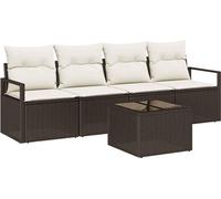 vidaXL Ensemble de canapés avec coussins 5 pcs brun et crème poly rotin