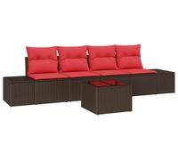 vidaXL Ensemble de canapés avec coussins 5 pcs brun poly rotin