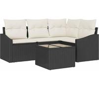 vidaXL Ensemble de canapés avec coussins 5 pcs noir poly rotin