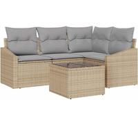 vidaXL Ensemble de canapés avec coussins 5 pièces Beige Polyrotin