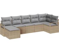 vidaXL Ensemble de canapés avec coussins 7 pcs Beige Poly Rattan
