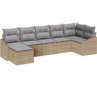 vidaXL Ensemble de canapés avec coussins 7 pcs Beige Poly-Rotin