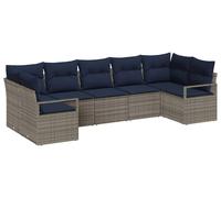vidaXL Ensemble de Canapés avec Coussin 7 pcs Gris polyrotin, Canapé d'extérieur Moderne et modulable, résistant aux UV, idéal pour Le Jardin et la terrasse, Confort Garanti