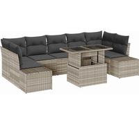 vidaXL Ensemble de canapés avec coussins 8 pcs gris clair Poly-Rotin