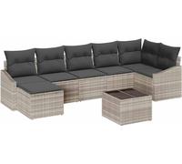 vidaXL Ensemble de canapés avec coussins 8 pcs gris clair Poly-Rotin