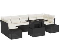 vidaXL Ensemble de canapés avec coussins 8 pcs noir et crème poly rotin