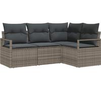 vidaXL Ensemble de canapés avec coussins avec mémoire 4 pcs Gris Poly-Rotin