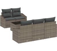 vidaXL Ensemble de canapés avec coussins avec mémoire 6 pcs Gris Poly-Rotin