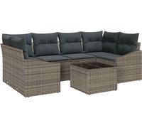 vidaXL Ensemble de canapés avec coussins avec mémoire 7 pcs Gris Poly-Rotin