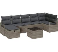 vidaXL Ensemble de canapés avec coussins avec mémoire 8 pcs Gris Poly-Rotin